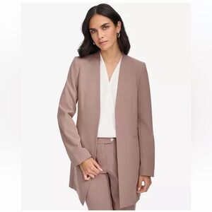 Calvin Klein Women's Roll Sleeve Open Front Blazer Cocoa